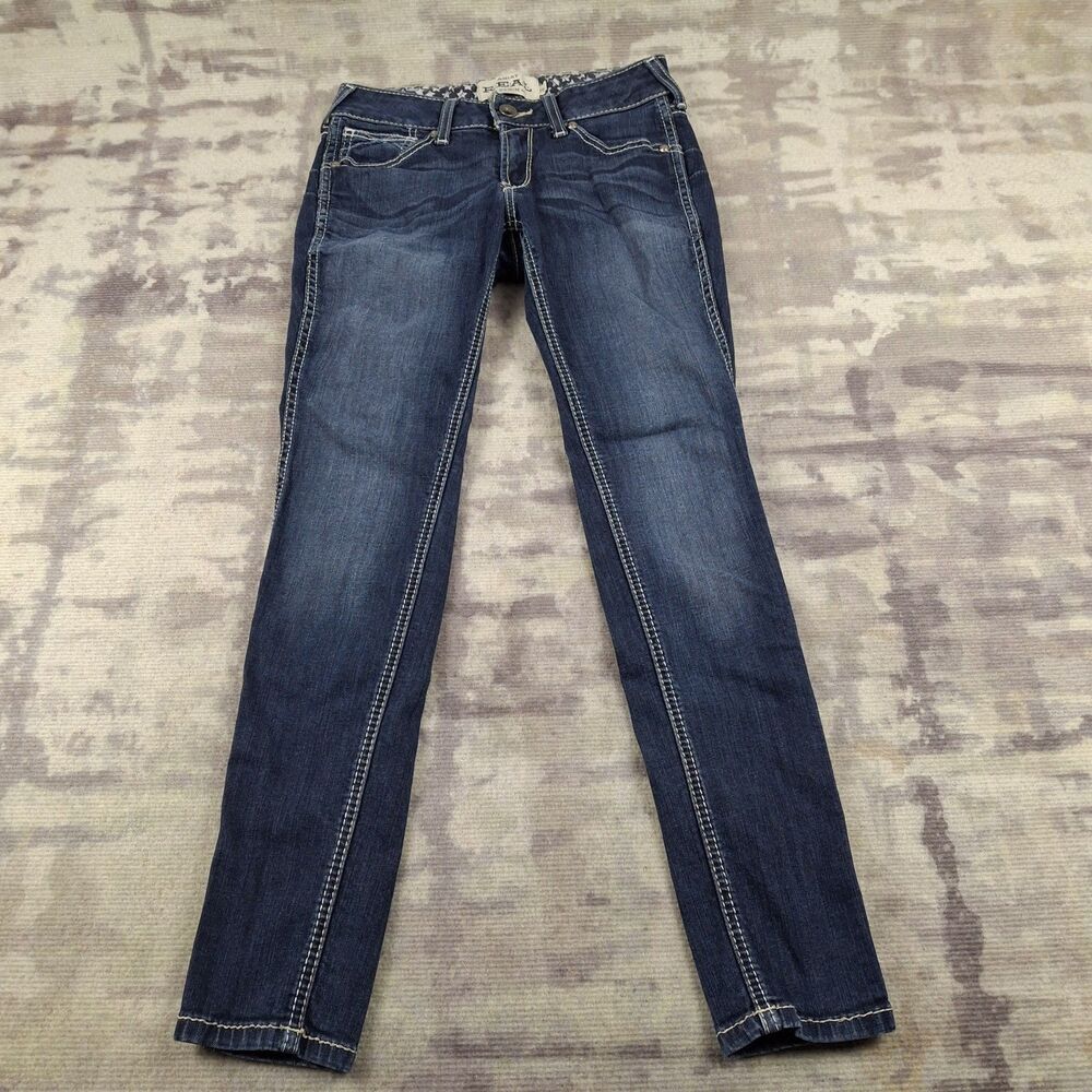 Ariat REAL Denim Skinny Jeans Dark Wash Contrast Stitch 28R 10018357